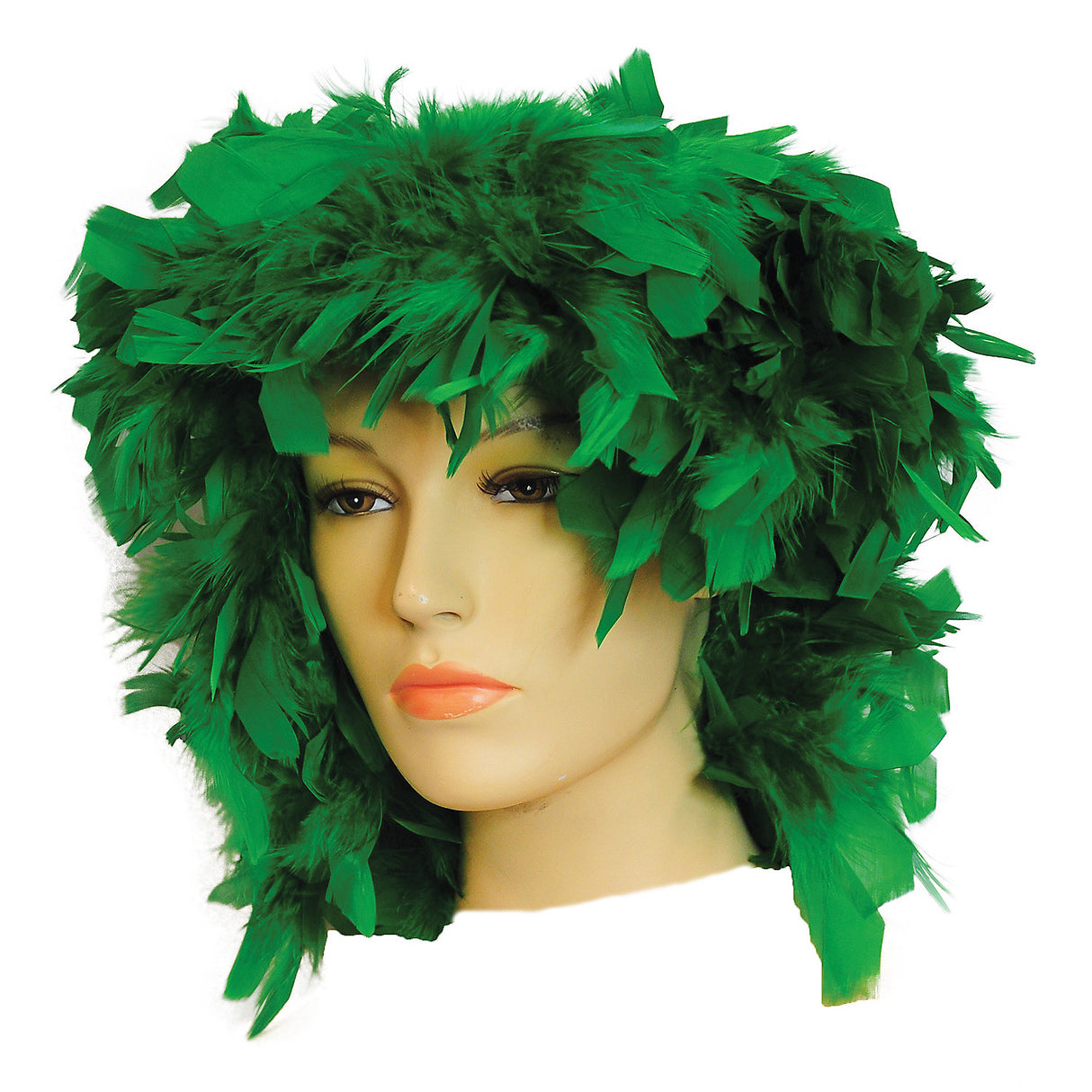 Vibrant Green Feather Wig for Creative Hairstyles Halloween Themed Parties and Playful Costume Events