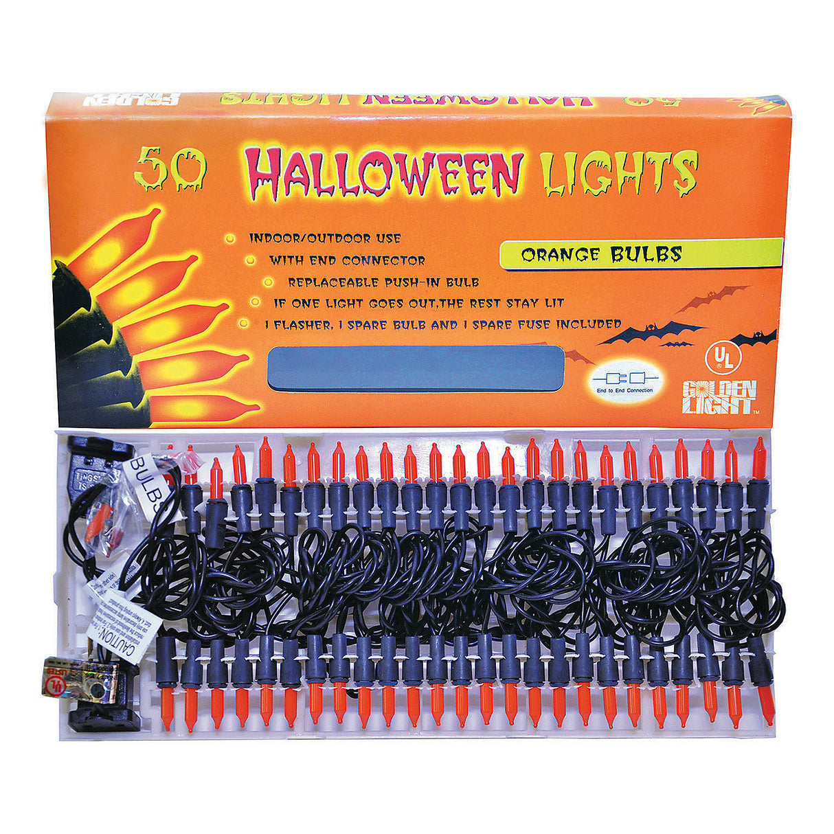 Premium Light Set 50 Orange String Lights for Halloween Party Decorations and Seasonal Events