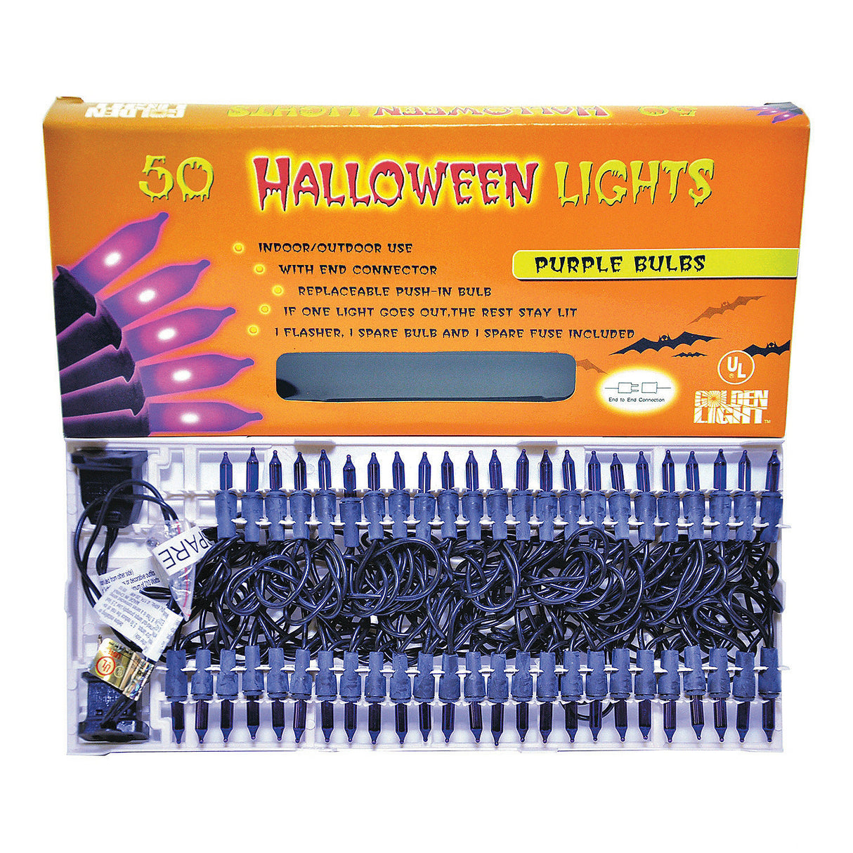 Vibrant Light Set 50 Purple for Halloween Decorations Parties and Holiday Celebrations