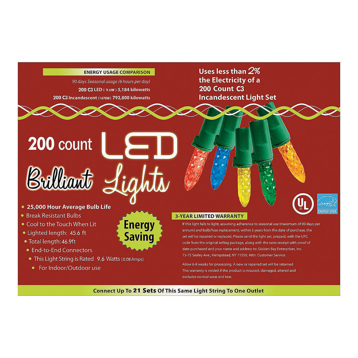 Classic LED Holiday Lights for Christmas Tree Decorations and Outdoor Festivities