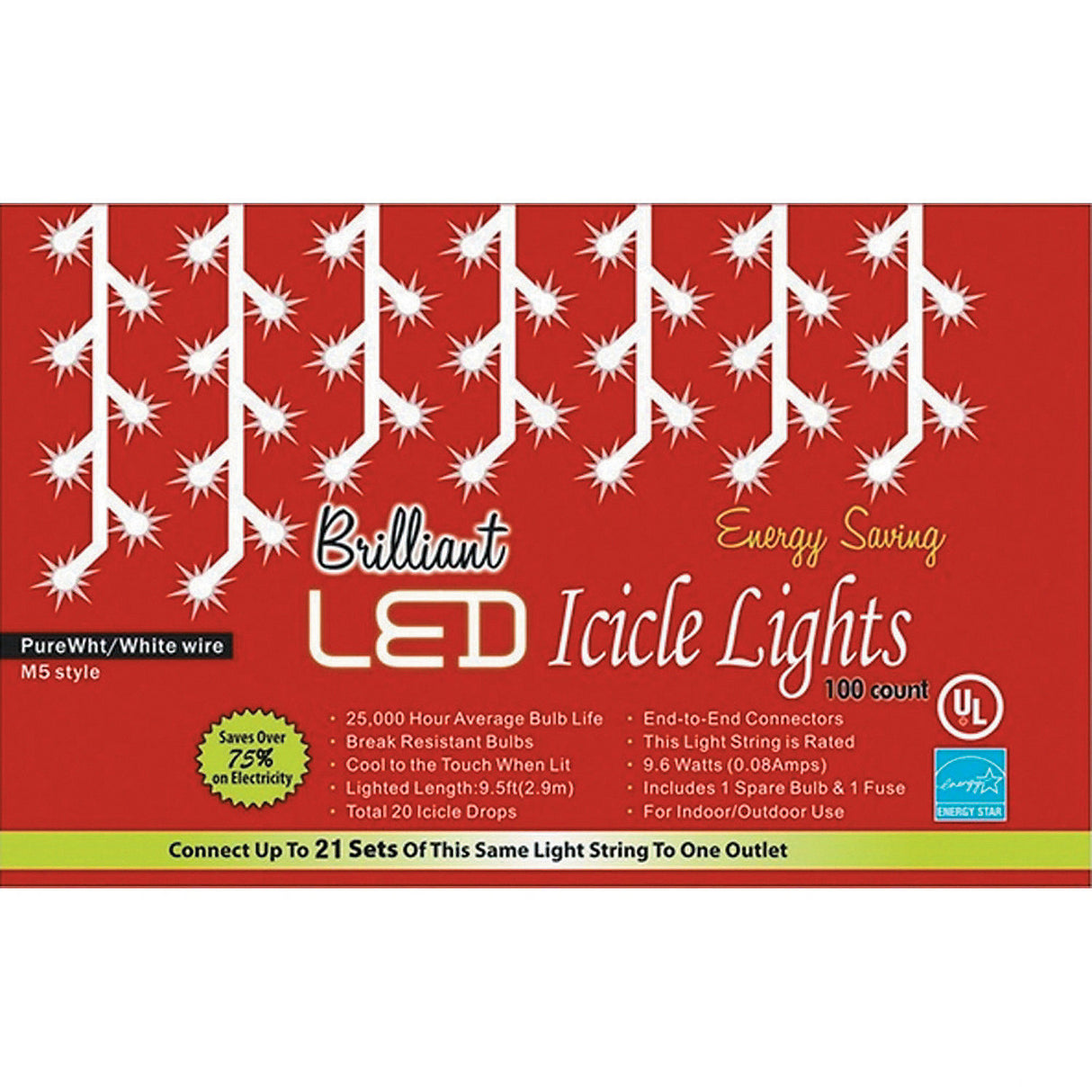 Icicle Christmas Lights 100L C3 Twinkle for Holiday Celebrations Indoor and Outdoor Decor
