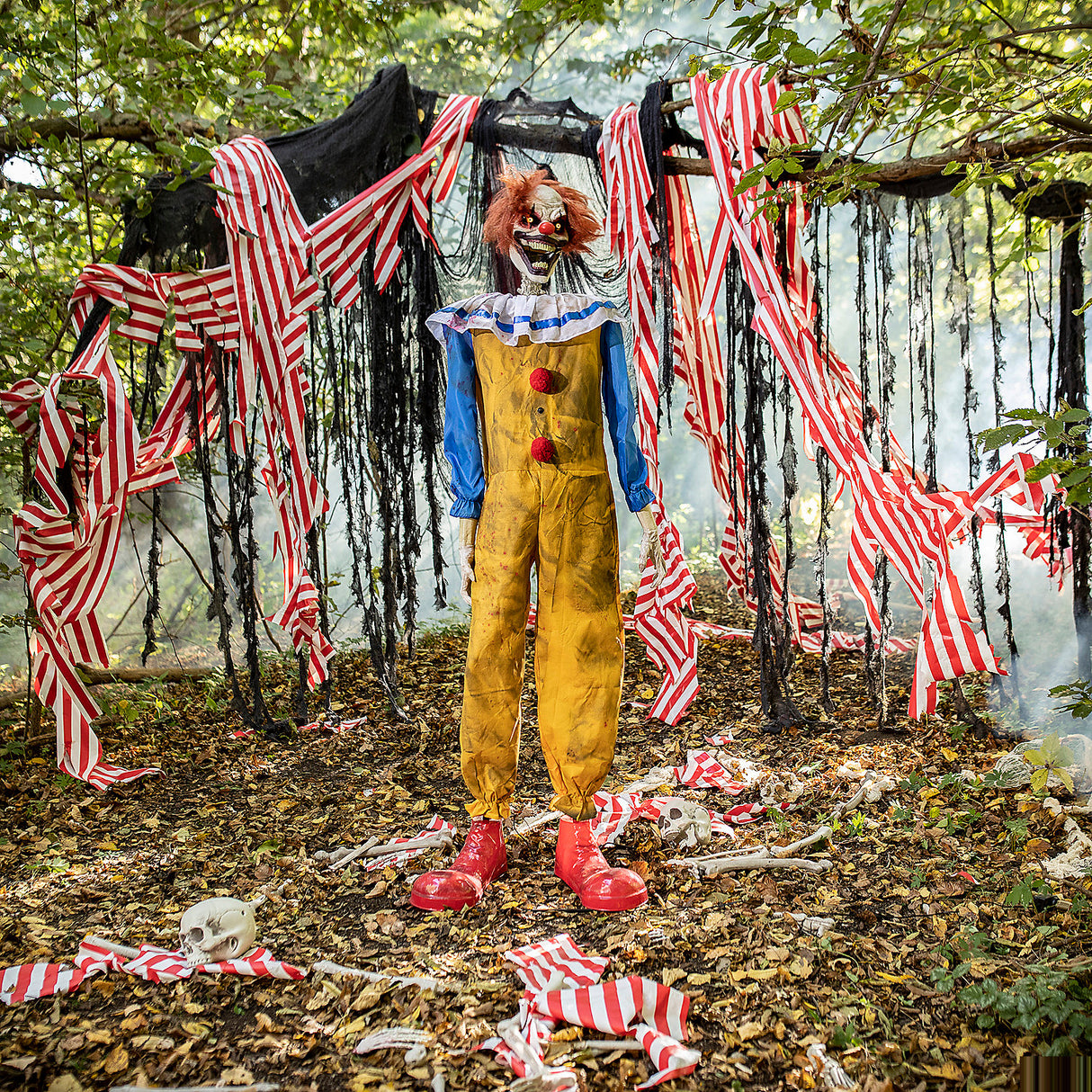 Spooky Animated Twitching Clown Prop for Halloween Decorations and Haunted House Experiences