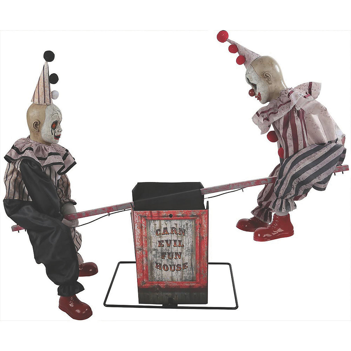 Eerie See Saw Clowns Animated Prop for Halloween Decoration Haunted Attractions and Spooky Parties