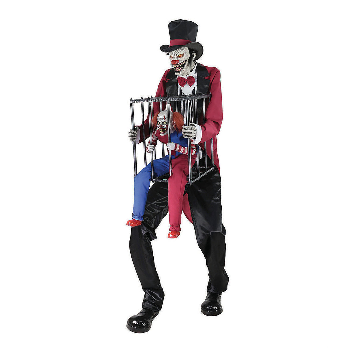 Unique Rotten Ringmaster Halloween Decoration with Scary Caged Clown for Spooky Parties and Haunted Events