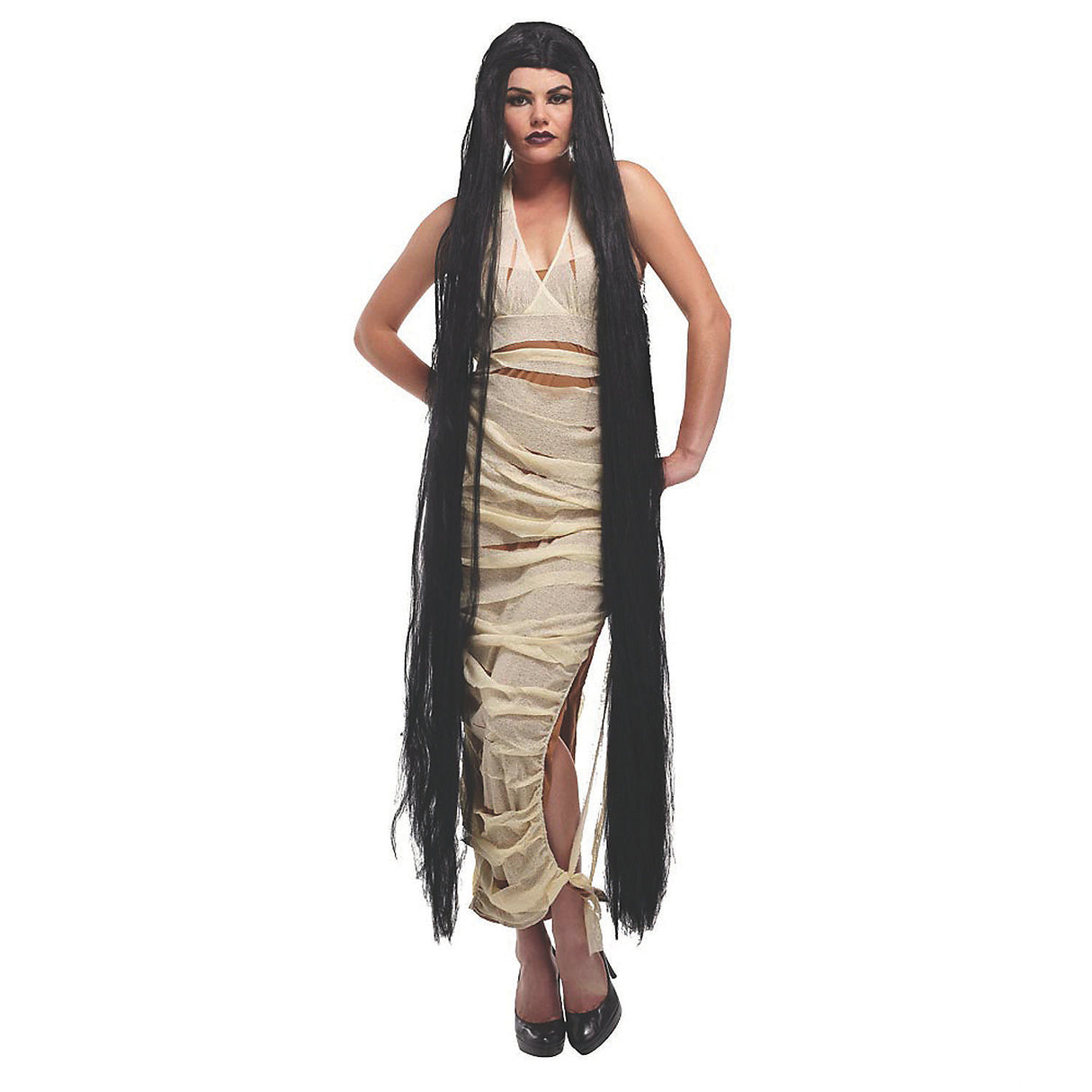 Dramatic Long Black Wig for Halloween Parties and Themed Costume Events