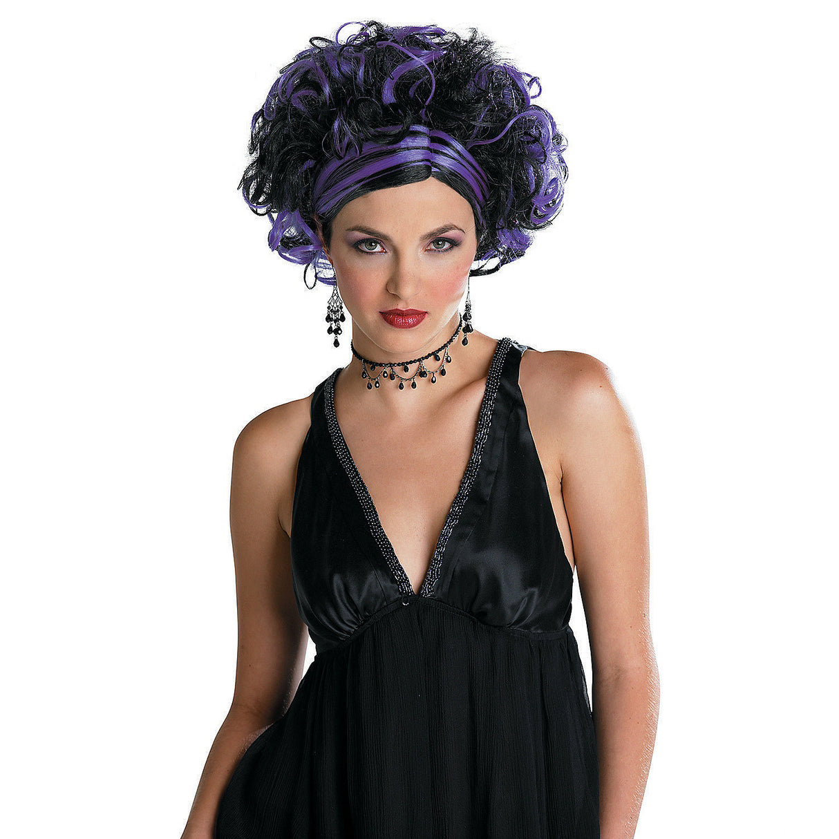 Stylish Purple and Black Wig for Halloween Costumes Parties and Unique Looks