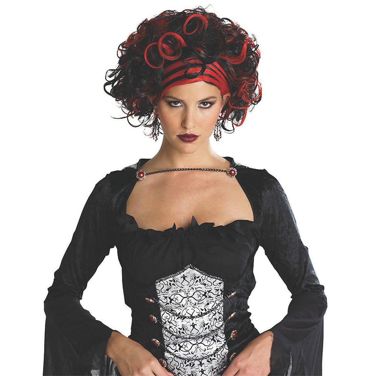 Stylish Wicked Widow Wig for Halloween Gothic Vampire Punk Costumes and Themed Events