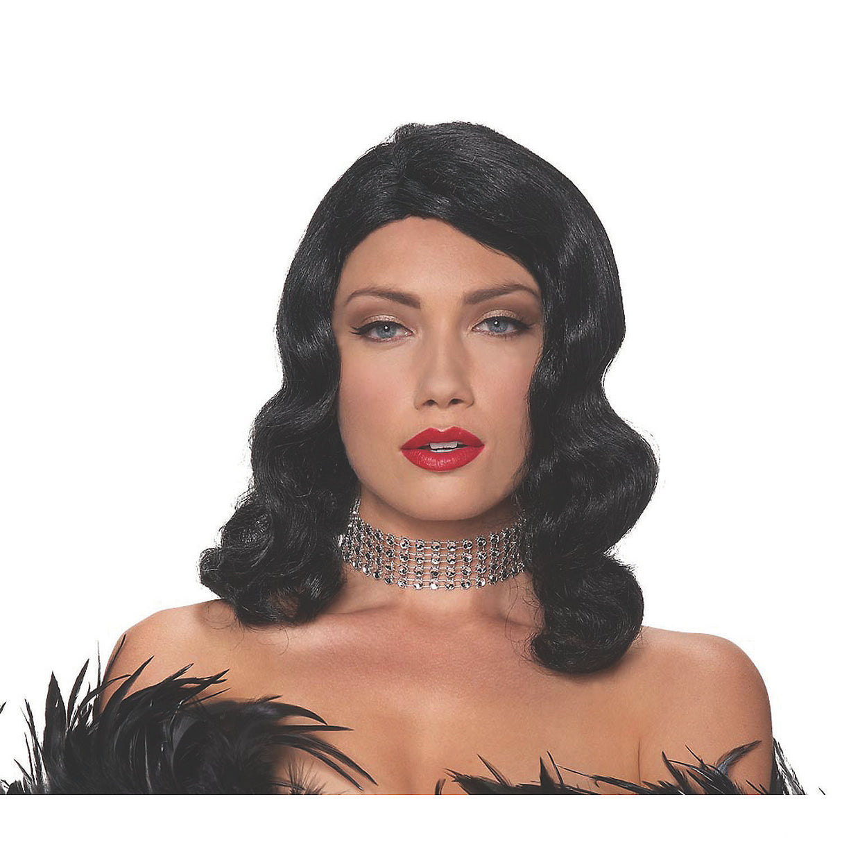 Glamorous Femme Fatale Black Wig for Halloween Parties Costume Events and Creative Transformations