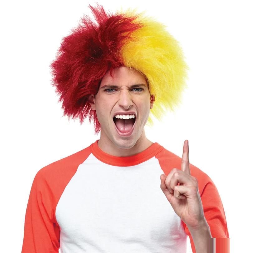 Burgundy And Gold Sports Wig