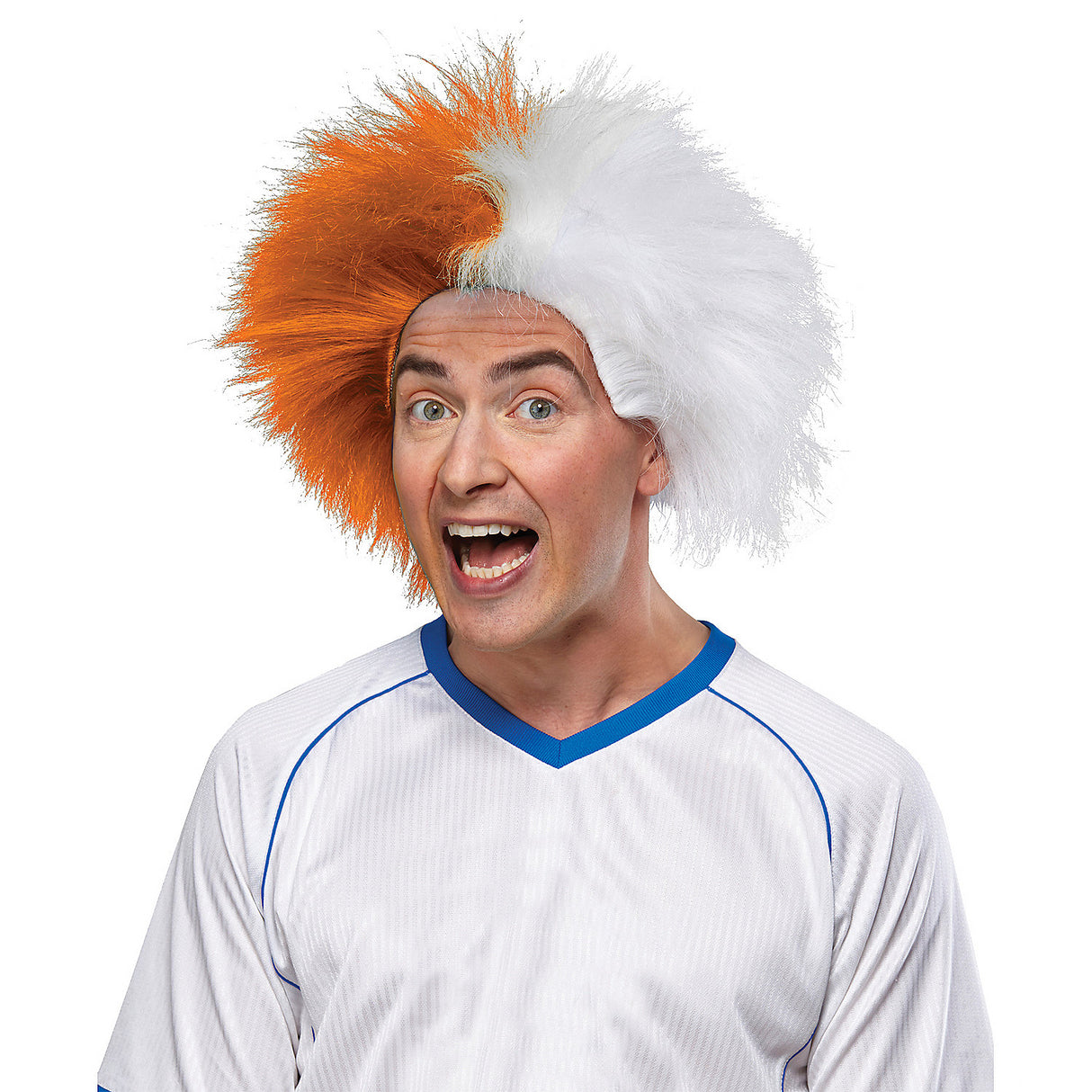 Orange And White Sports Wig for Game Day Events Team Spirit and Costume Fun