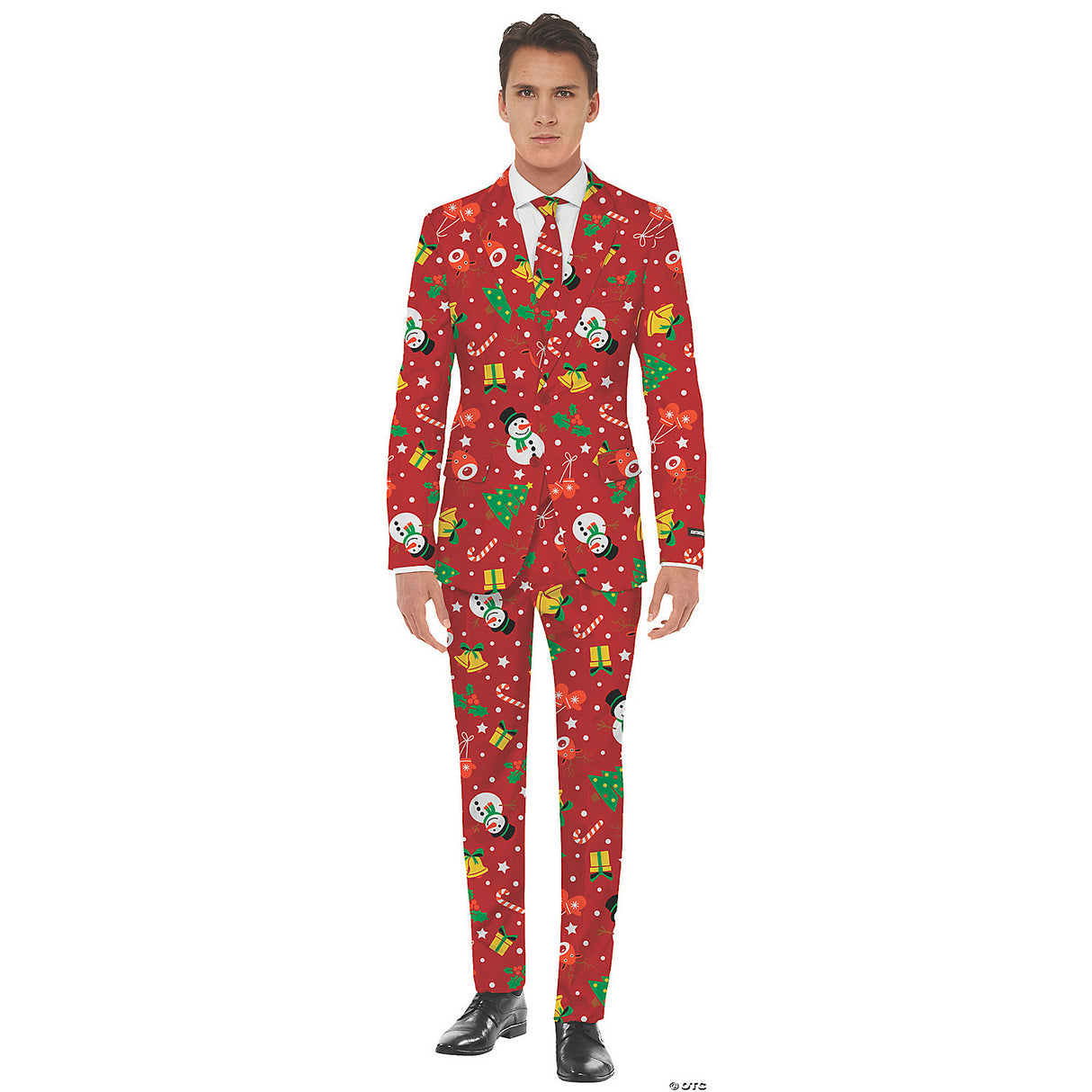 Men's Christmas Red Icons Costume for Holiday Parties and Festive Gatherings