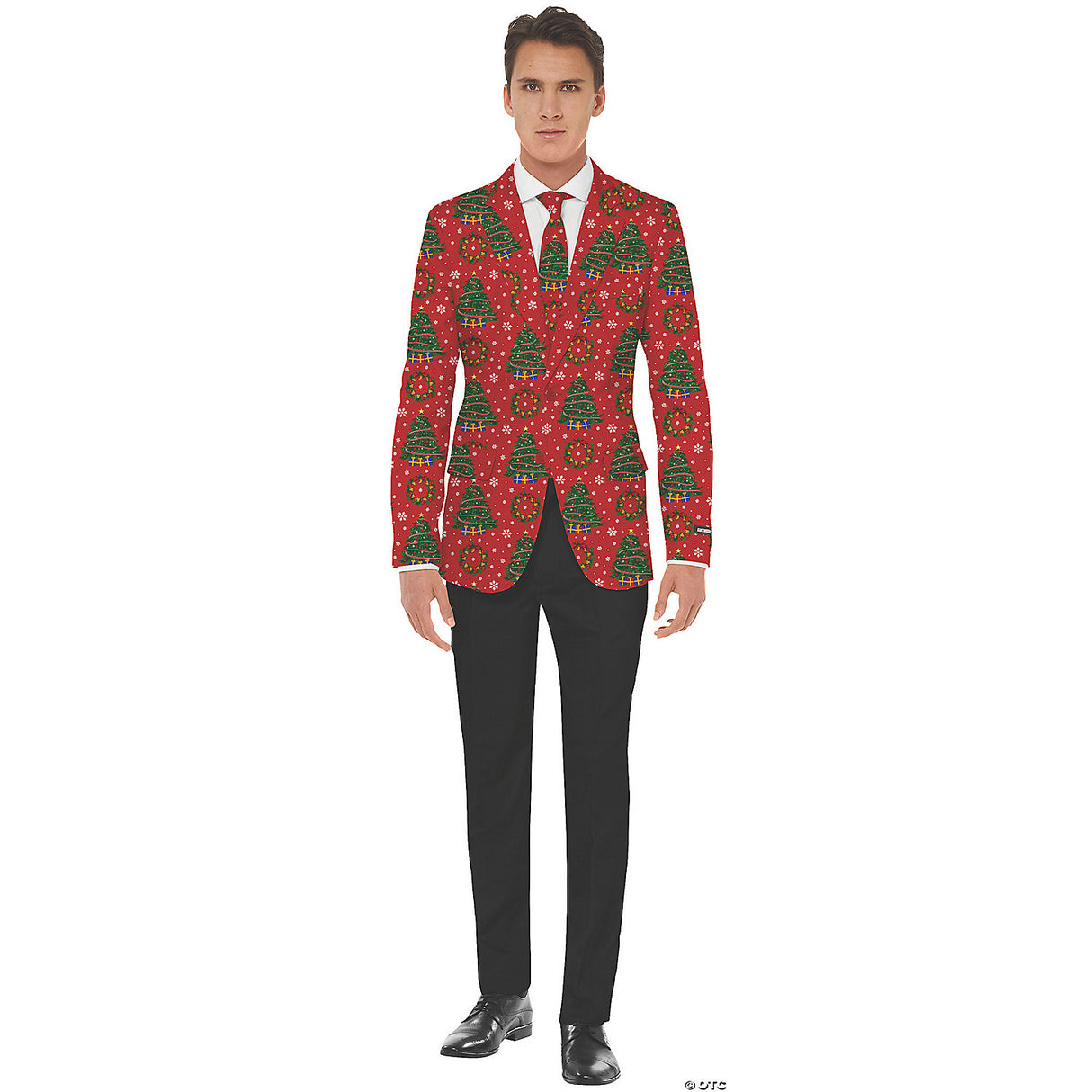 Festive Christmas Trees Jacket and Tie for Holiday Celebrations and Themed Parties