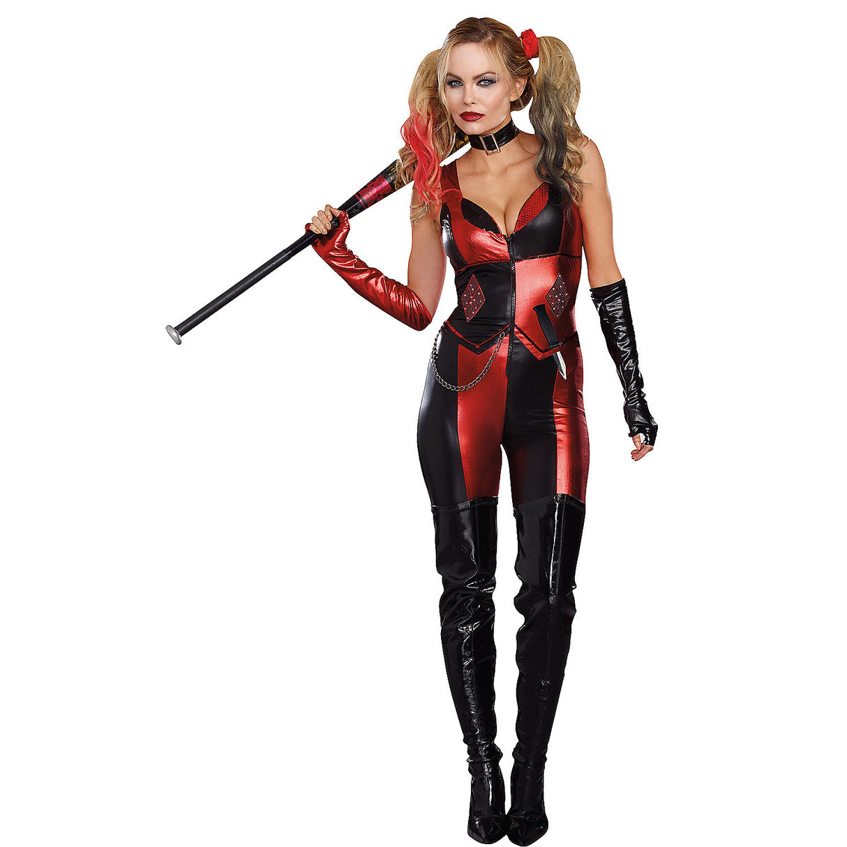 Sleek Women's Harlequin Blaster Costume for Halloween Parties and Comic Con Events