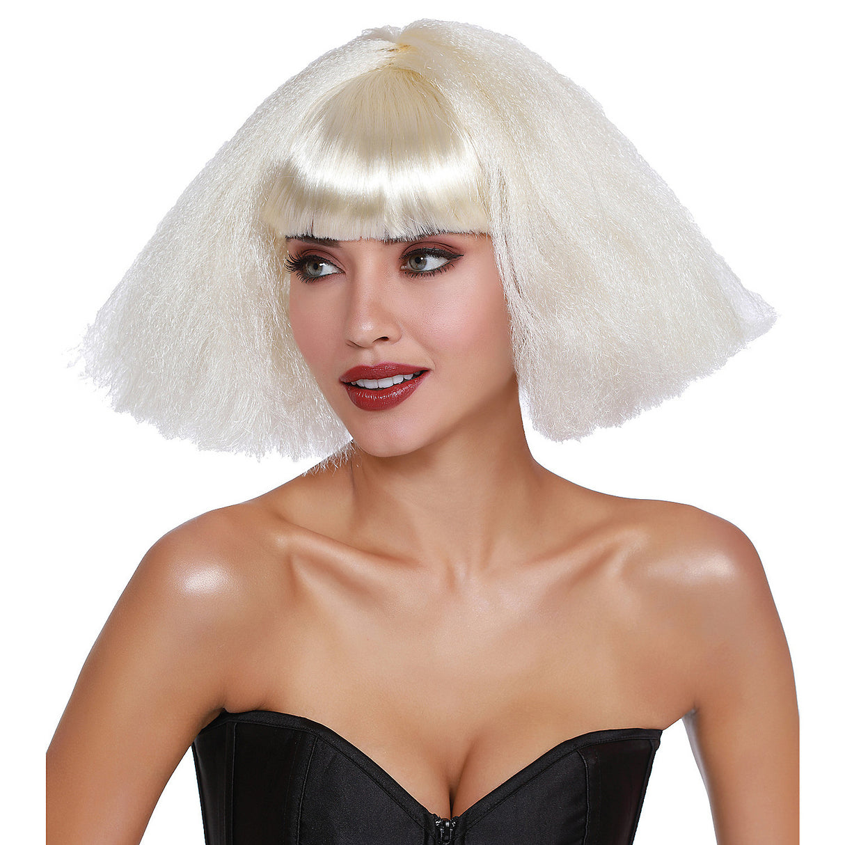 Stylish Crimped Wedge Bob Wig for Creative Hairstyles and Themed Costume Events