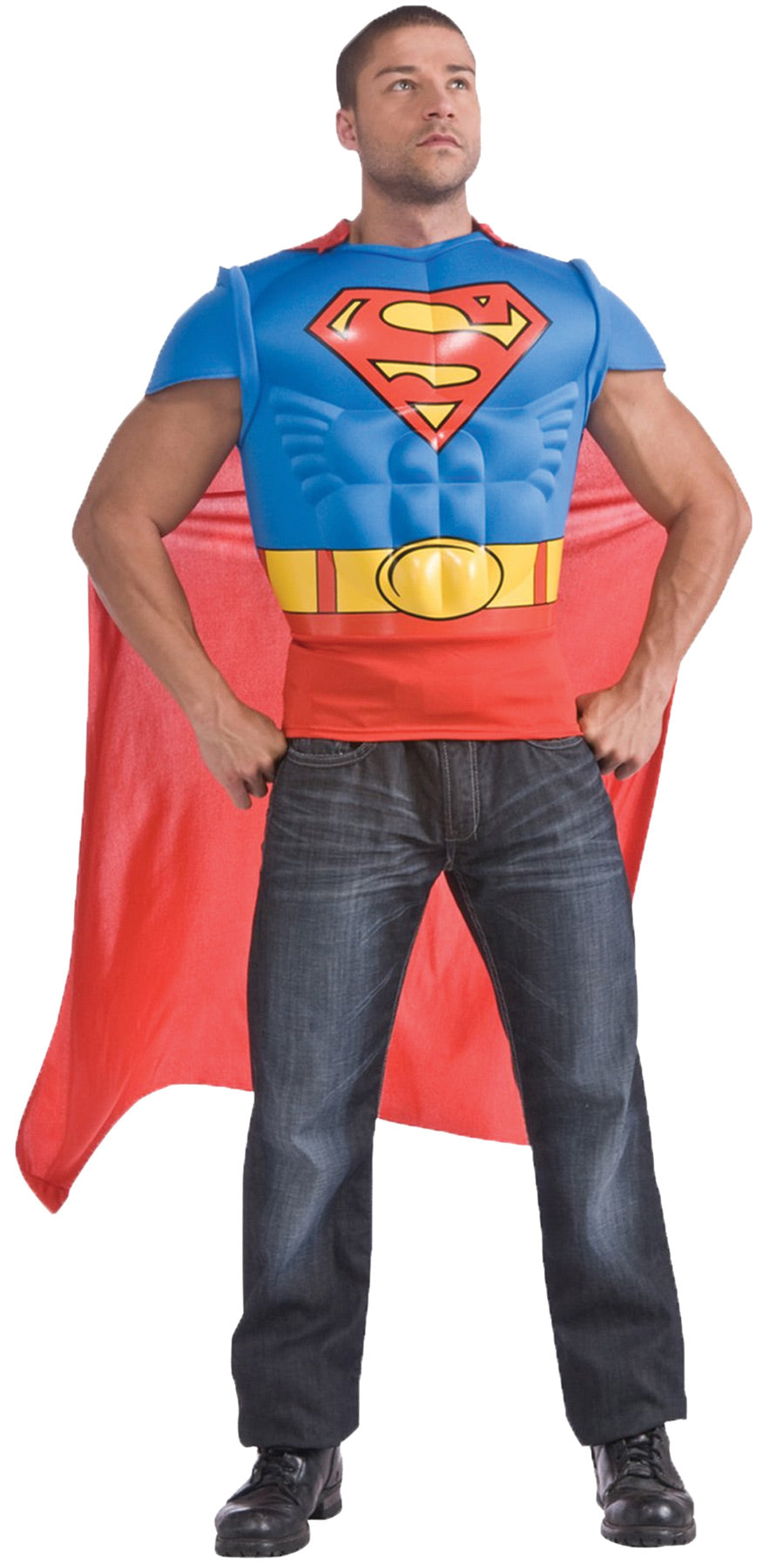 Men's Superman Muscle Shirt for Halloween Parties Costume Events and Superhero Dress Up