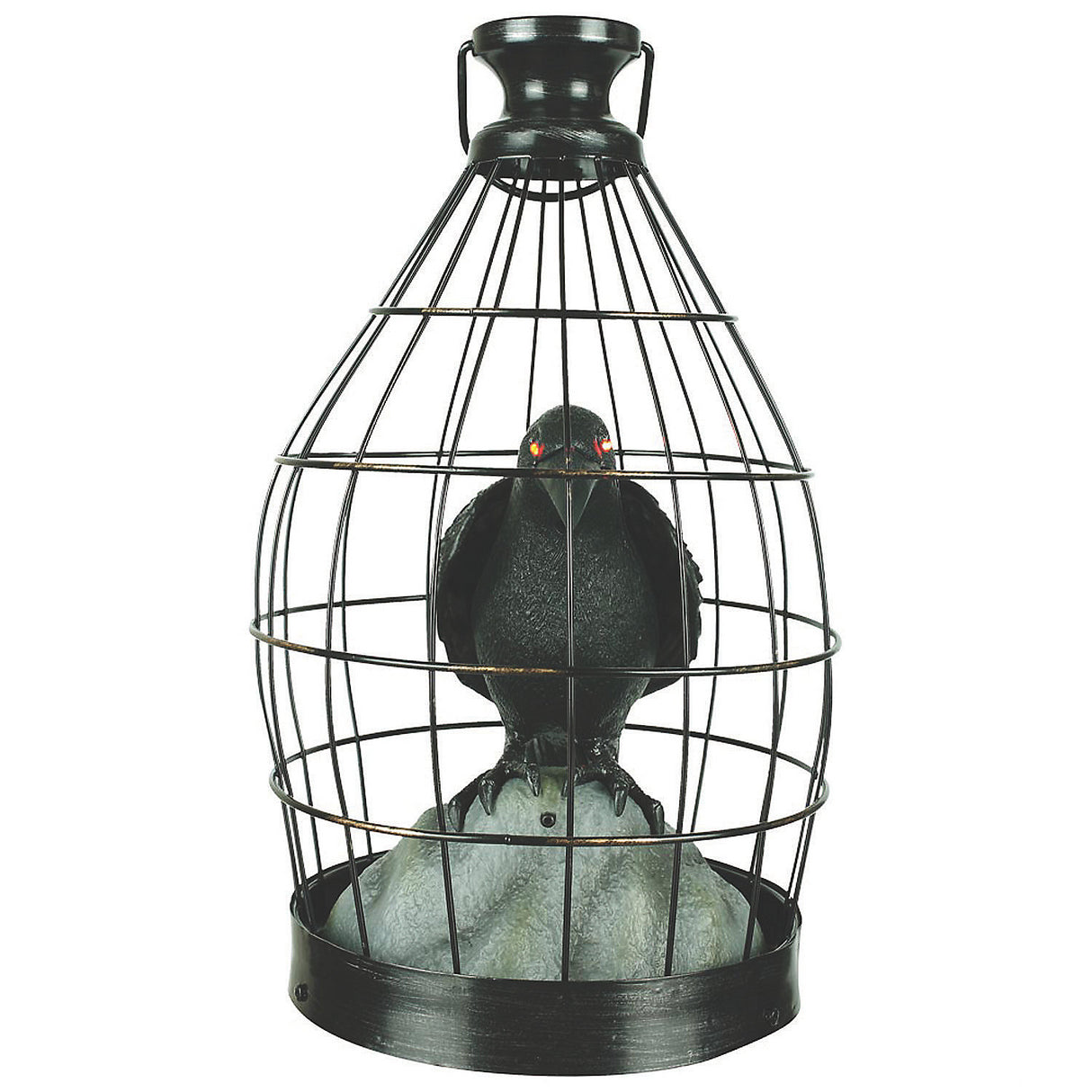 Animated Crow In Cage Halloween Prop for Spooky Decor Haunted House Effects