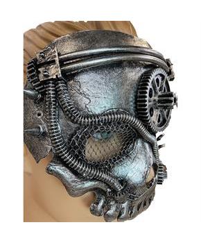 Steampunk No Jaw Skeleton Mask – Metal-Look Horror Costume Mask