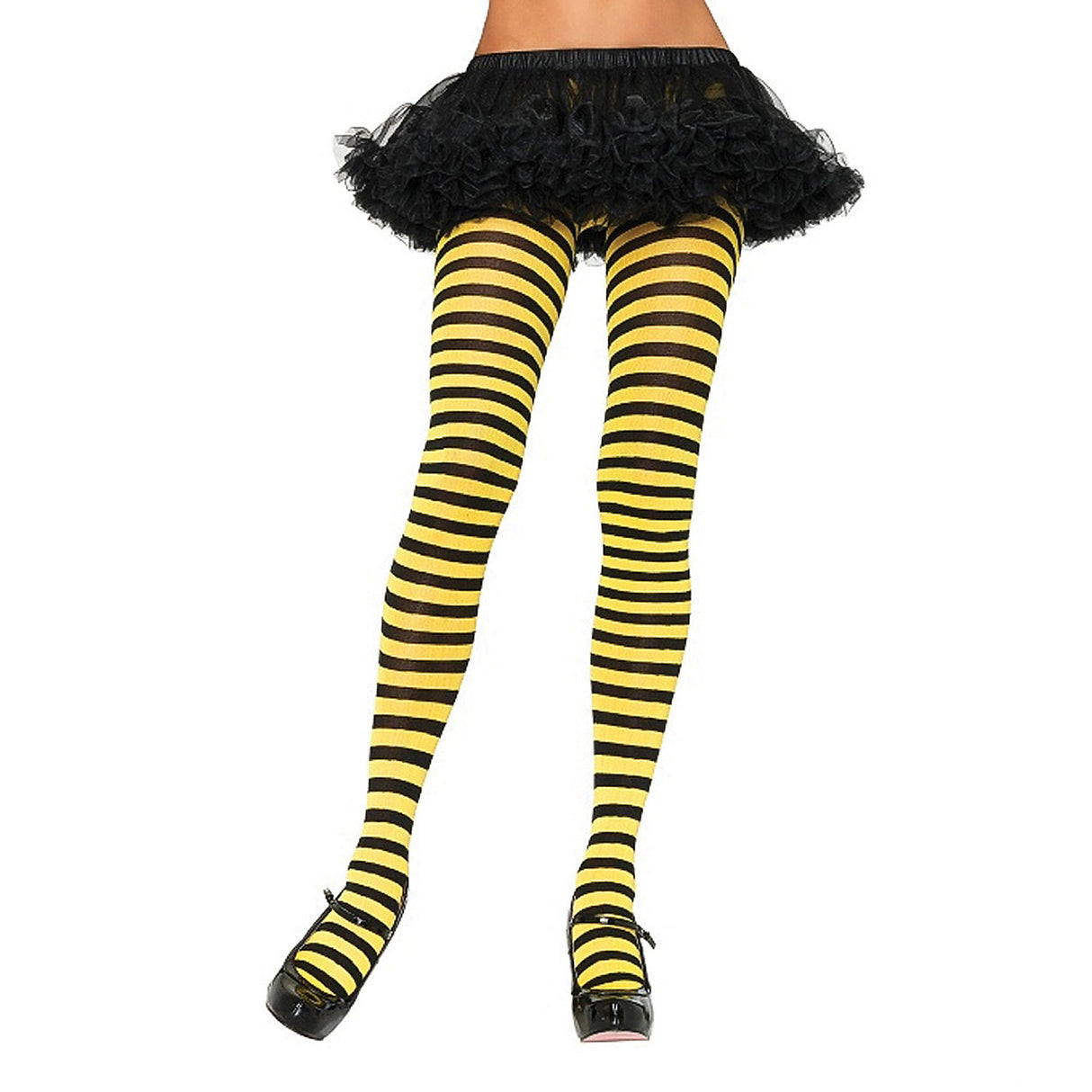 Stylish Striped Yellow and Black Tights for Costumes Parties and Everyday Wear