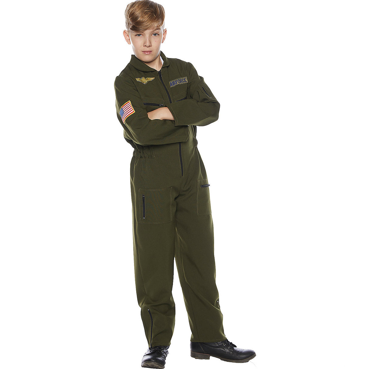 Authentic Flight Suit Child Costume for Halloween Parties and Creative Dress-Up Days