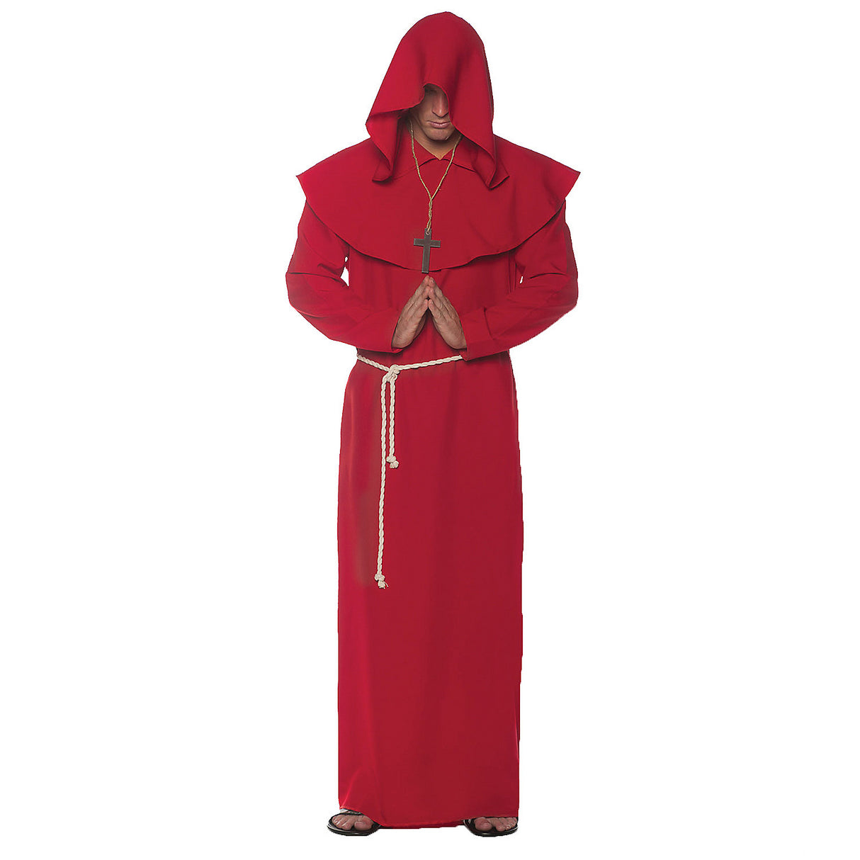 Classic Monk Robe Adult Red for Historical Costume Events Halloween and Religious Celebrations