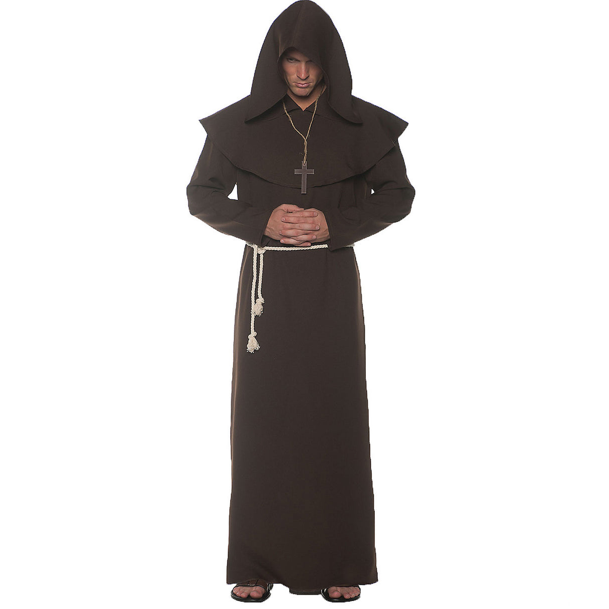 Stylish Monk Robe Adult Brown for Cosplay Medieval Events Halloween Costumes and Themed Parties