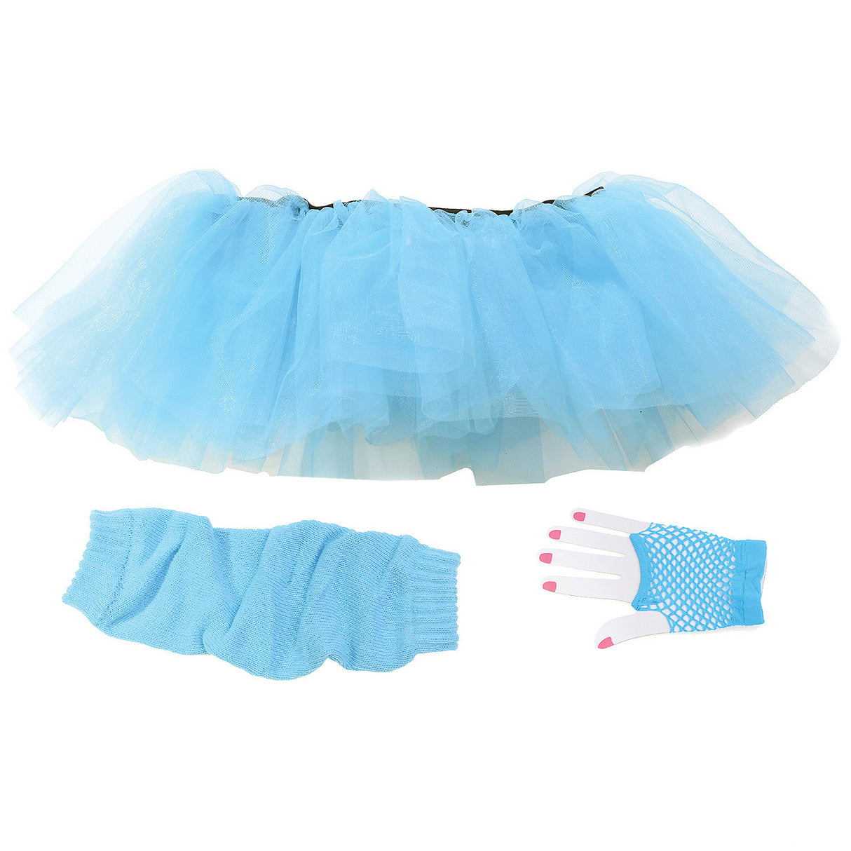 Adult Neon Blue Tutu Set for 80's Parties Dress Up and Retro Costumes
