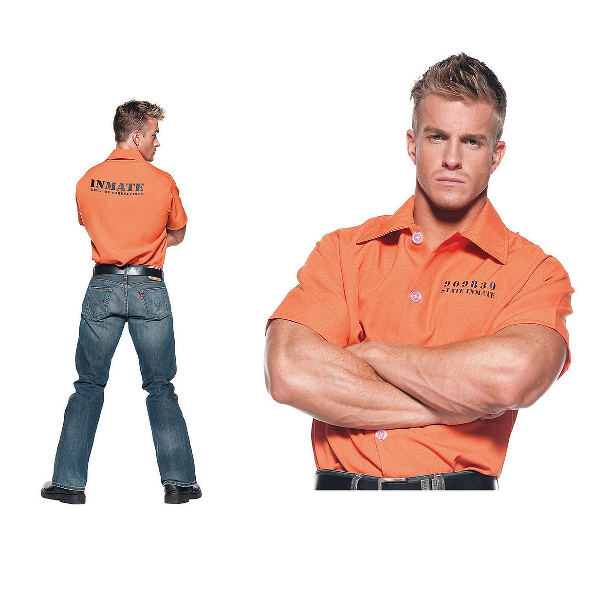 Fun Orange Prisoner Shirt for Halloween Parties Costume Events and Creepy Themed Celebrations