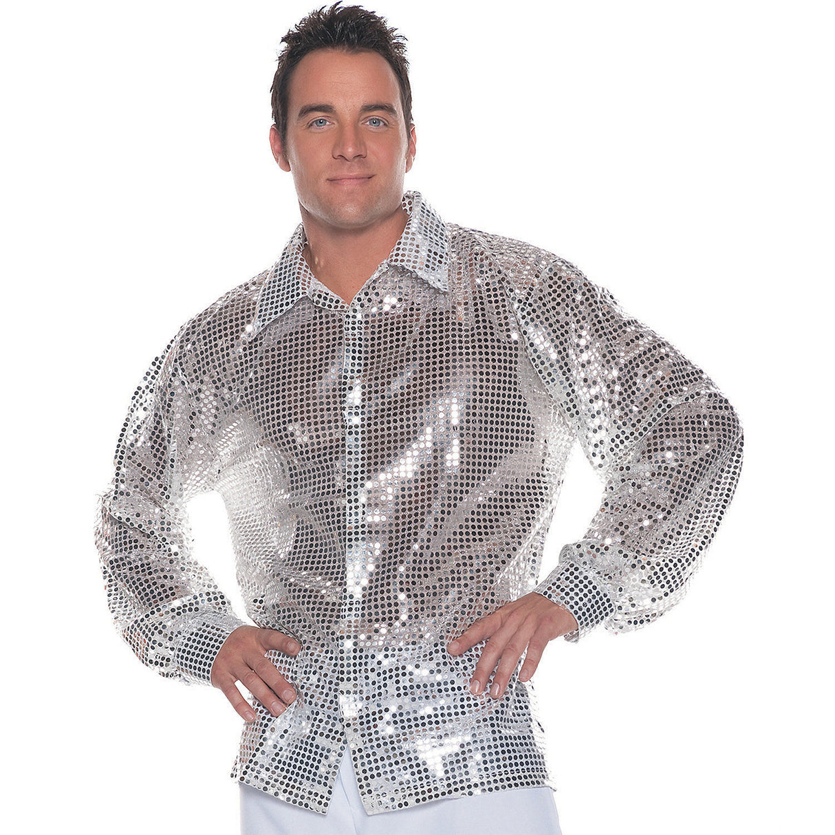 Shiny Men's Sequin Shirt for Disco Parties Halloween Events and Theme Gatherings