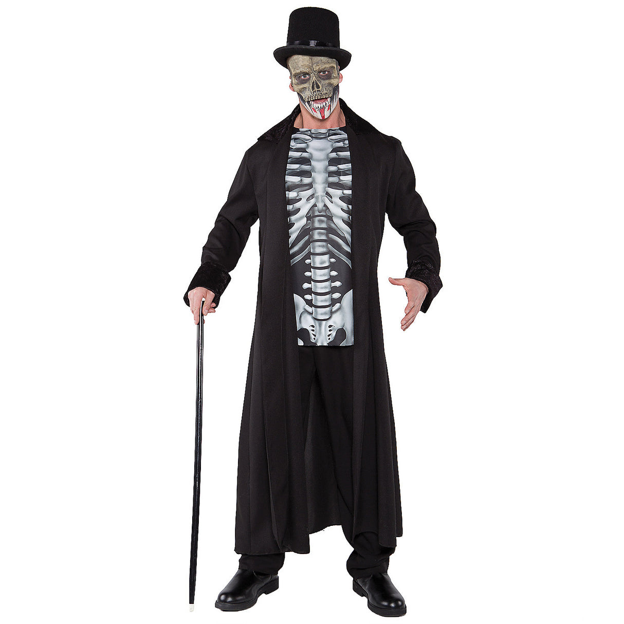 Awesome Men's Skull Master Costume for Halloween Parties and Goth Themed Events