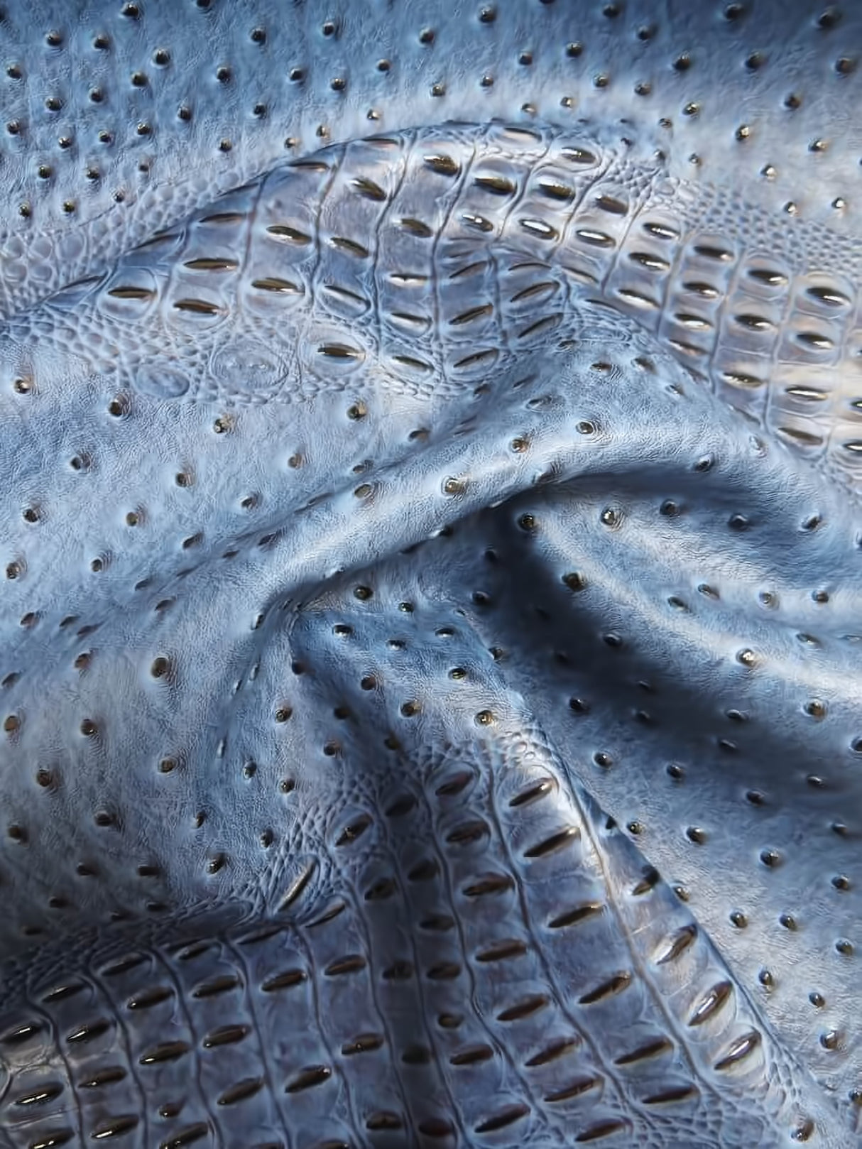Raging Blue Mutant Ostrich Gator Embossed Vinyl Fabric