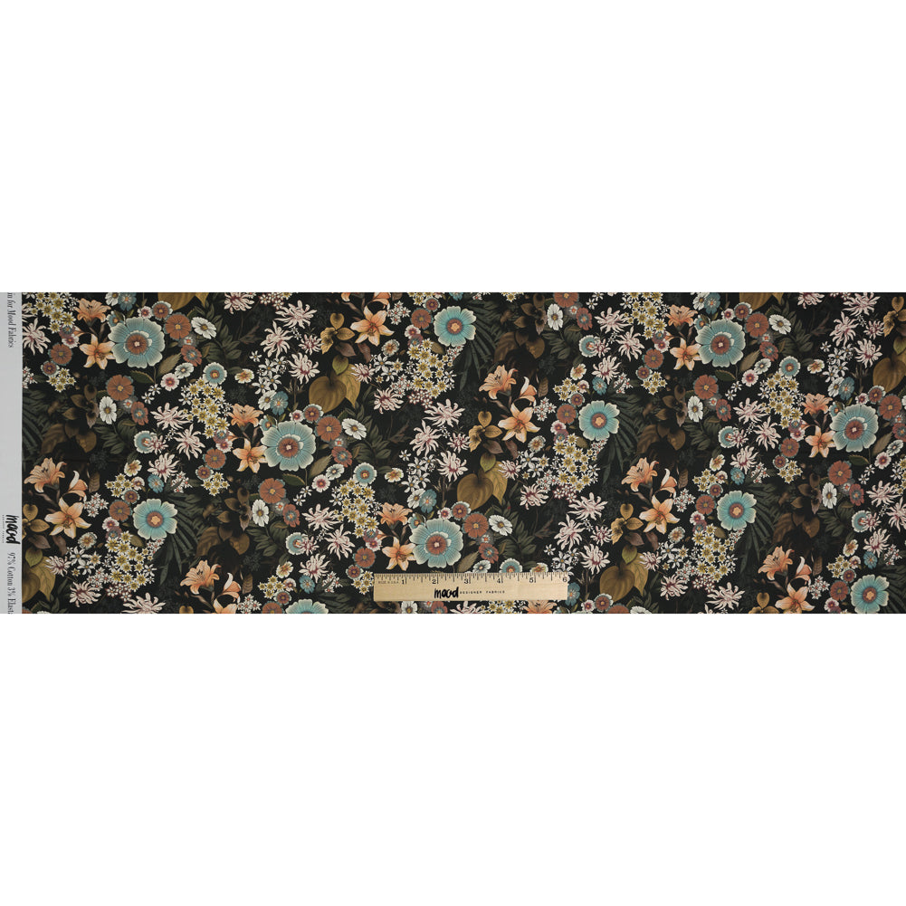 Stretch Cotton Sateen - Rustic Floral - Narcissus' Reflection Print - Mood Exclusive Gaia Collection