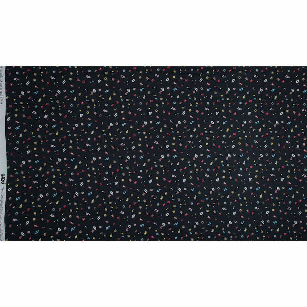 Cotton Voile - Black Pop Icons - Black Candy and Combat Print - Mood Exclusive Comic Collection