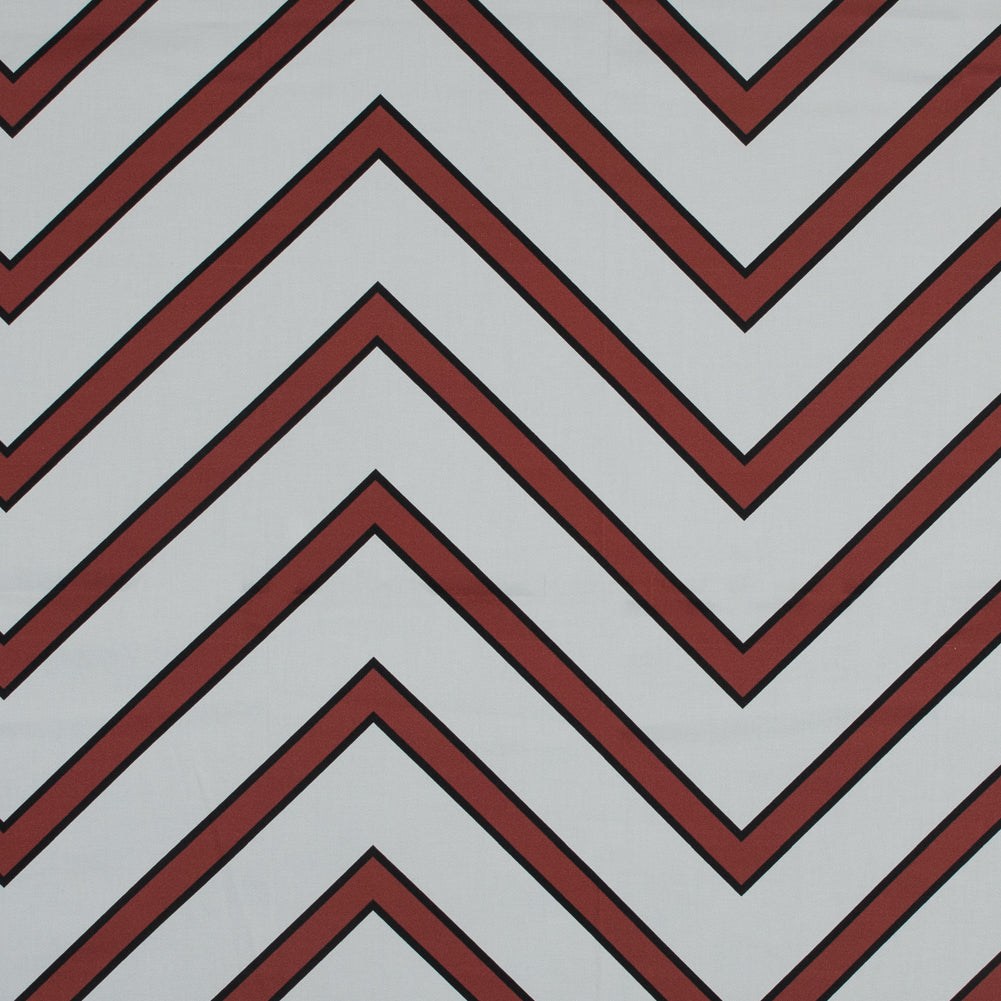 Stretch Cotton Sateen - Coral Red Chevrons - Hele Zig-Zag Print - Mood Exclusive Aloha Collection