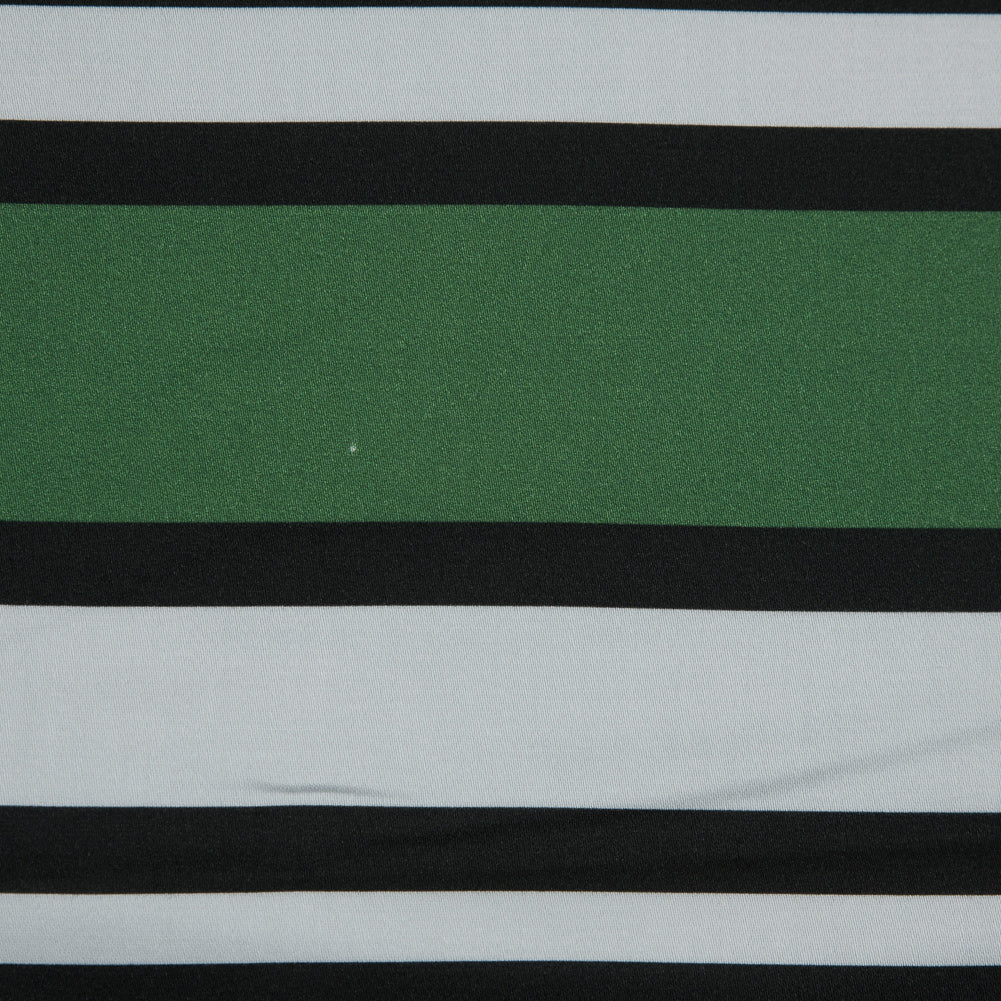 Stretch Cotton Sateen - Green and White Stripes - Aina Stripe Print - Mood Exclusive Aloha Collection