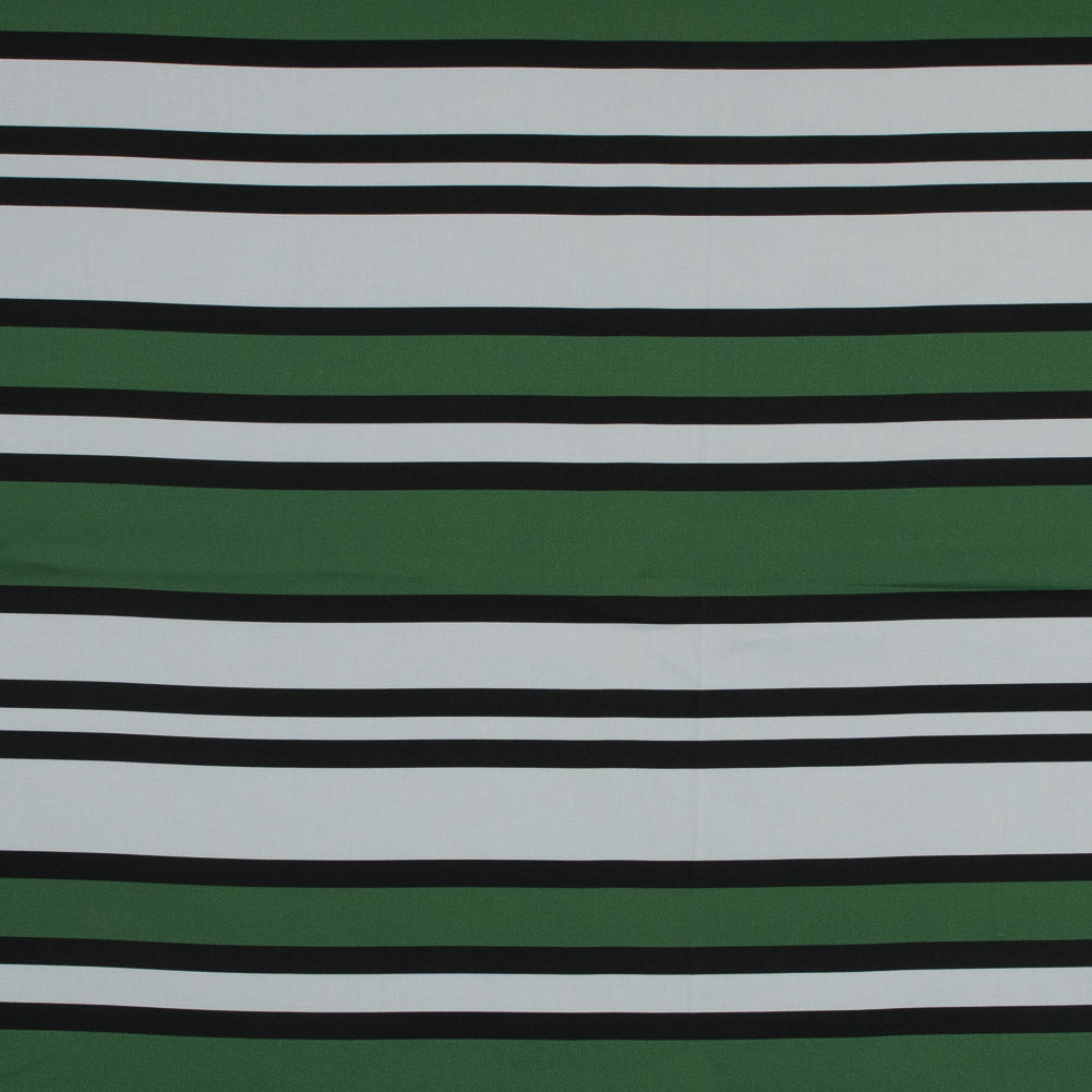 Stretch Cotton Sateen - Green and White Stripes - Aina Stripe Print - Mood Exclusive Aloha Collection