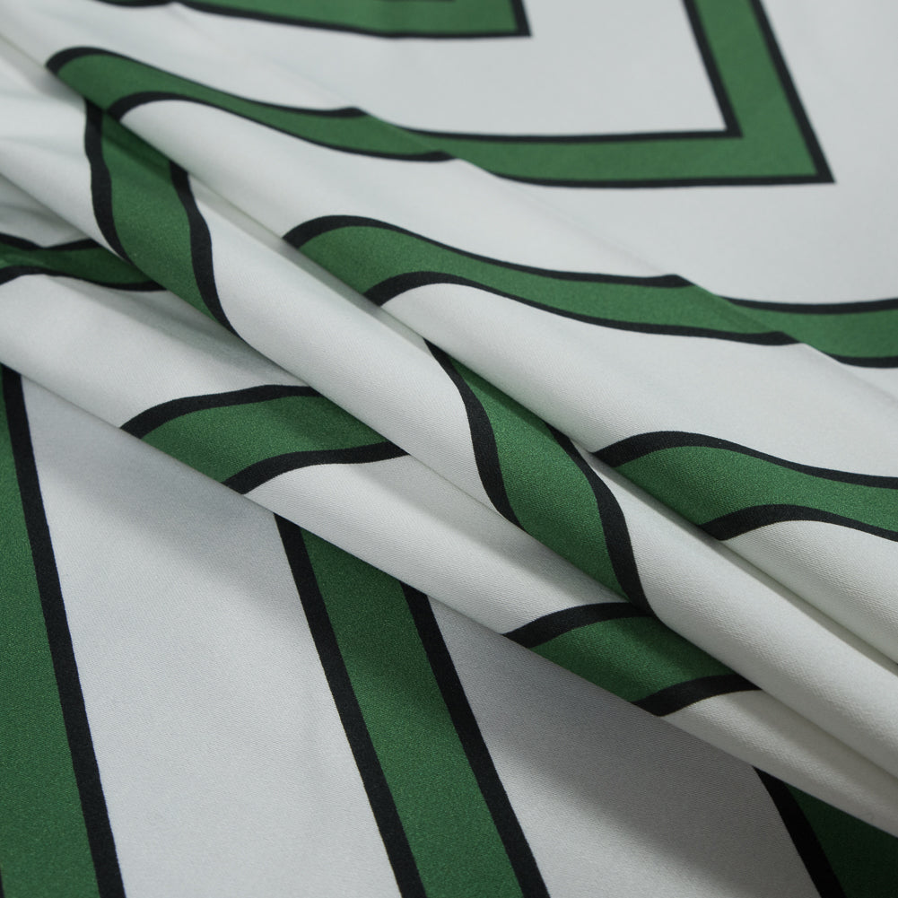 Stretch Cotton Sateen - Green Chevrons - Hele Zig-Zag Print - Mood Exclusive Aloha Collection