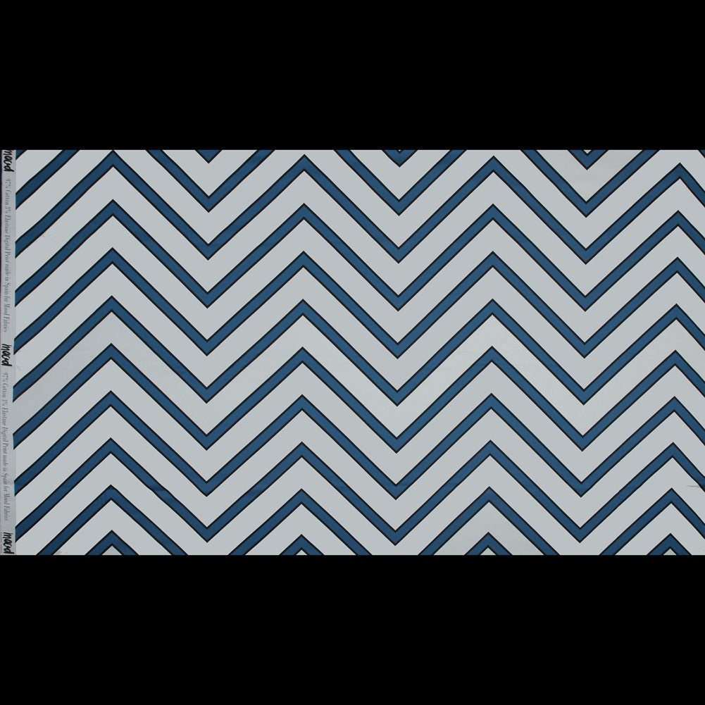 Stretch Cotton Sateen - Blue Chevrons - Mood Exclusive Hele Zig-Zag Print