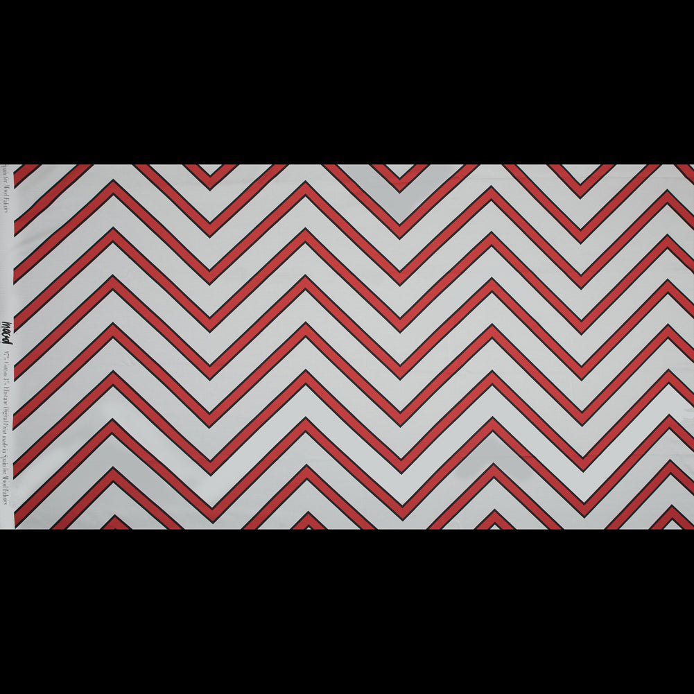 Stretch Cotton Sateen - Red Chrevrons - Mood Exclusive Hele Zig-Zag Print