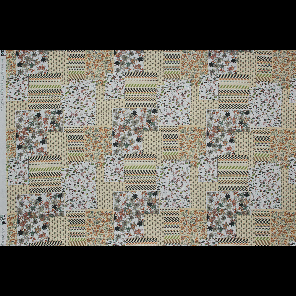 Cotton Voile - Yellow Floral Patchwork - Tulsi's Worship Print - Mood Exclusive Surya Collection