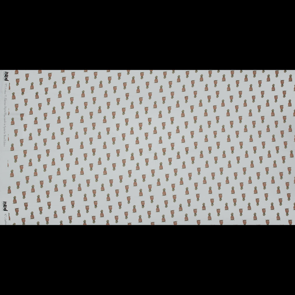 Stretch Cotton Sateen - Pineapples on White - Parvati's Peace Print - Mood Exclusive Surya Collection