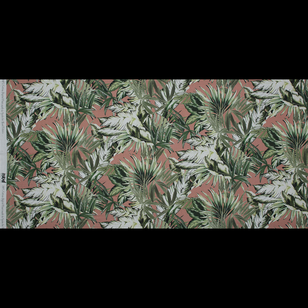 Cotton Voile - Pink and Green Palm Leaves - Triumph of Clarity Print - Mood Exclusive Key Largo Collection