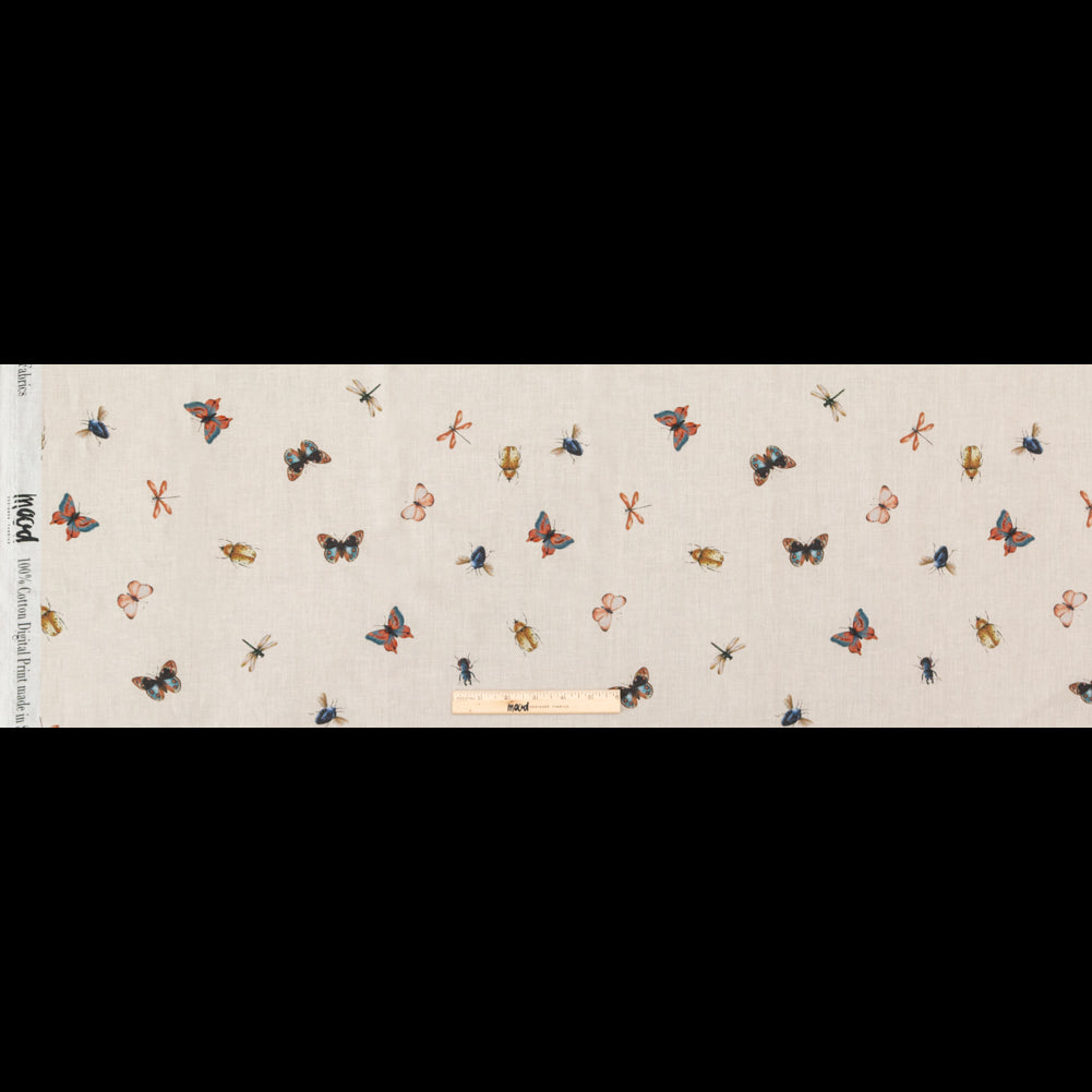 Cotton Voile - Cream Insects - Butterfly Effect Print - Mood Exclusive Harvest Collection