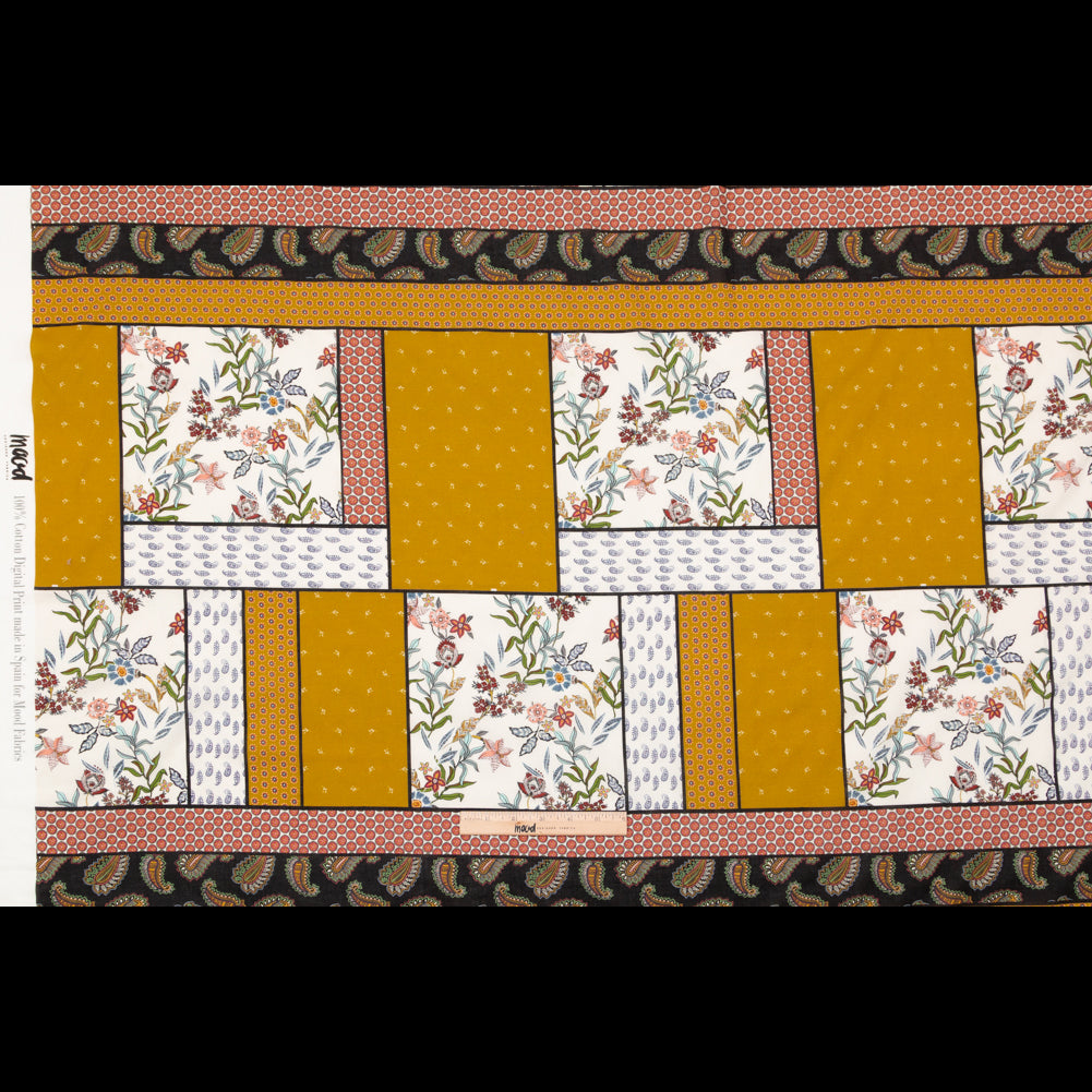 Cotton Voile - Yellow and Red Floral Patchwork - Paisley Patches Print - Mood Exclusive St. Tropez Collection