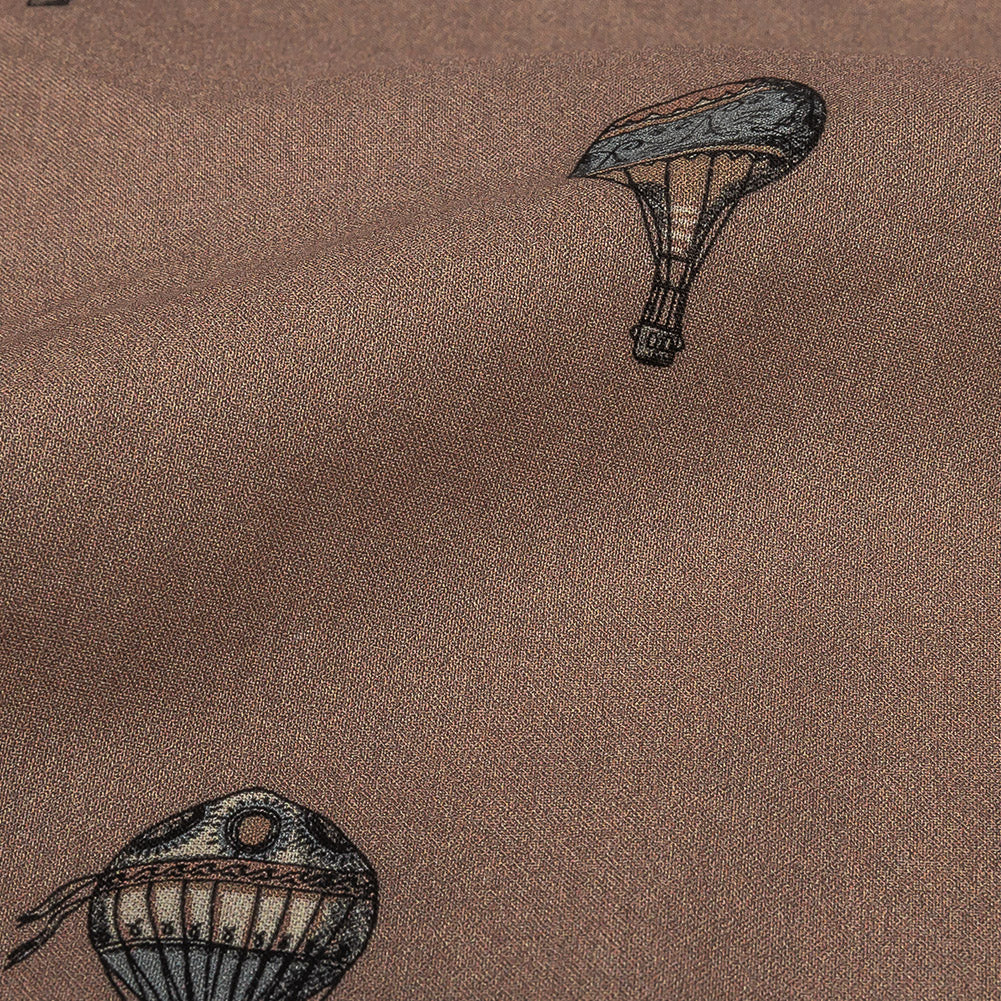 Cotton Voile - Taupe Hot Air Balloons - The Appointment Kept Print - Mood Exclusive Crow Collection