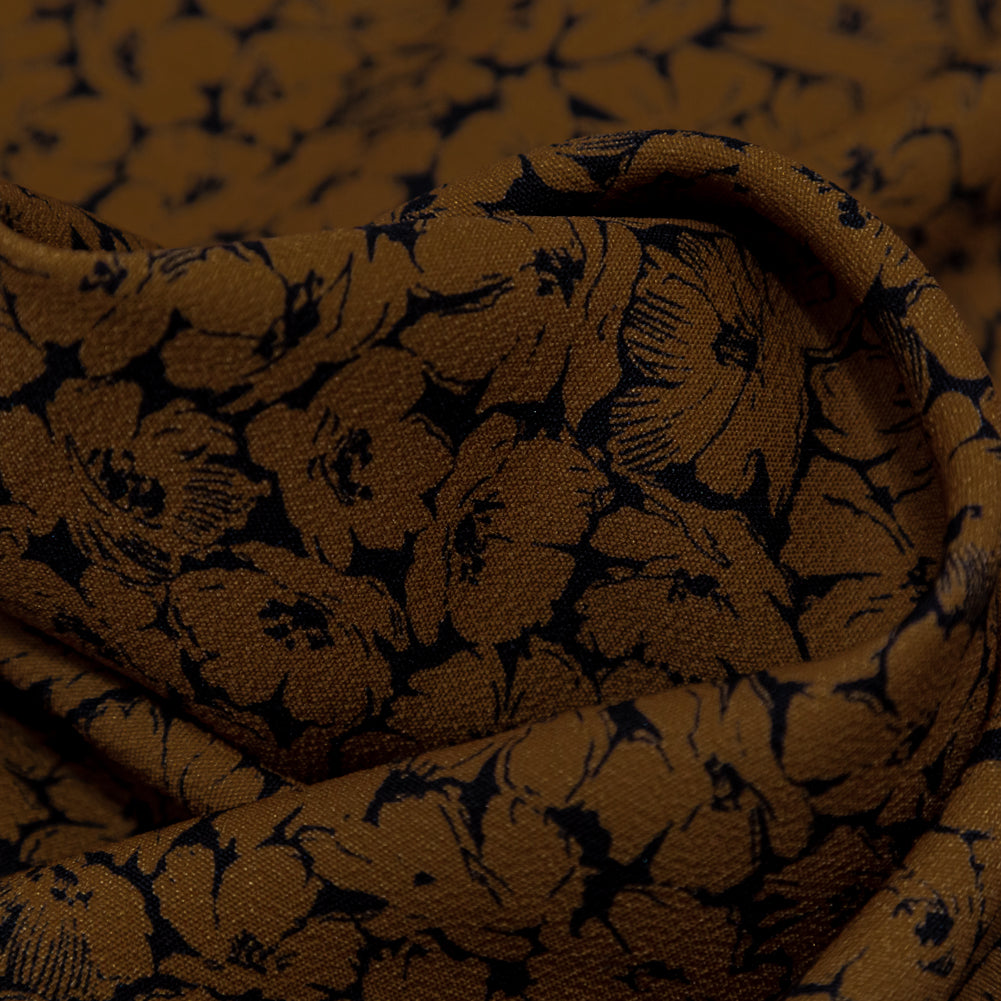 Stretch Polyester Crepe - Dijon Floral - Poppy Paradise Print - Mood Exclusive Serengeti Collection