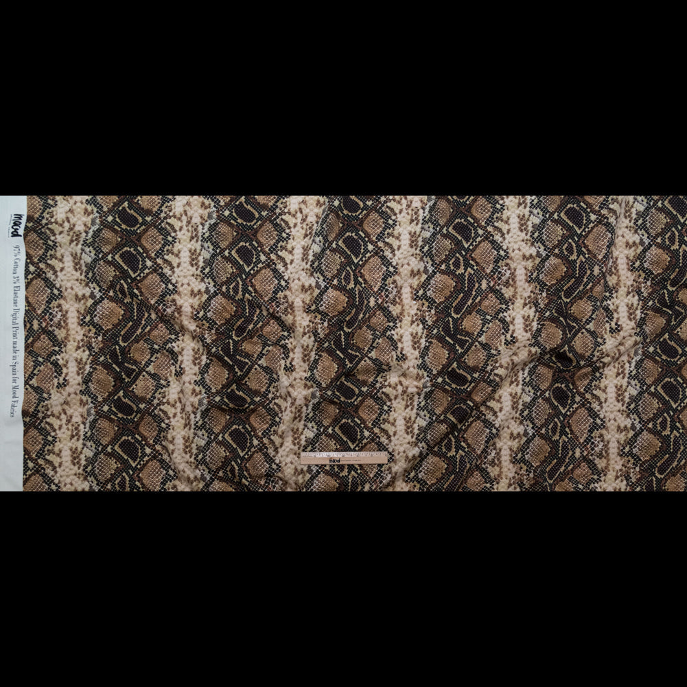 Stretch Cotton Sateen - Black and Beige Snakeskin - Slithering Sophistication Print - Mood Exclusive Serengeti Collection