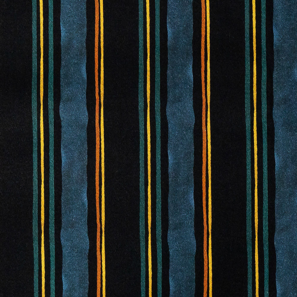 Stretch Cotton Sateen - Navy and Blue Stripes - Linear Transcendence Print - Mood Exclusive Tumunyana Collection