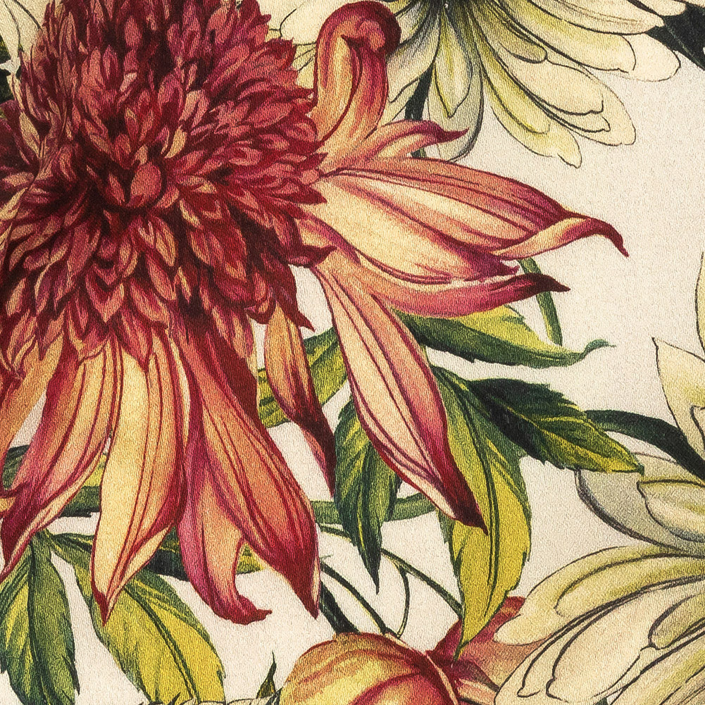 Stretch Cotton Sateen - Cream, Red and Yellow Floral - Sogni d'Oro Print - Mood Exclusive Viso Collection