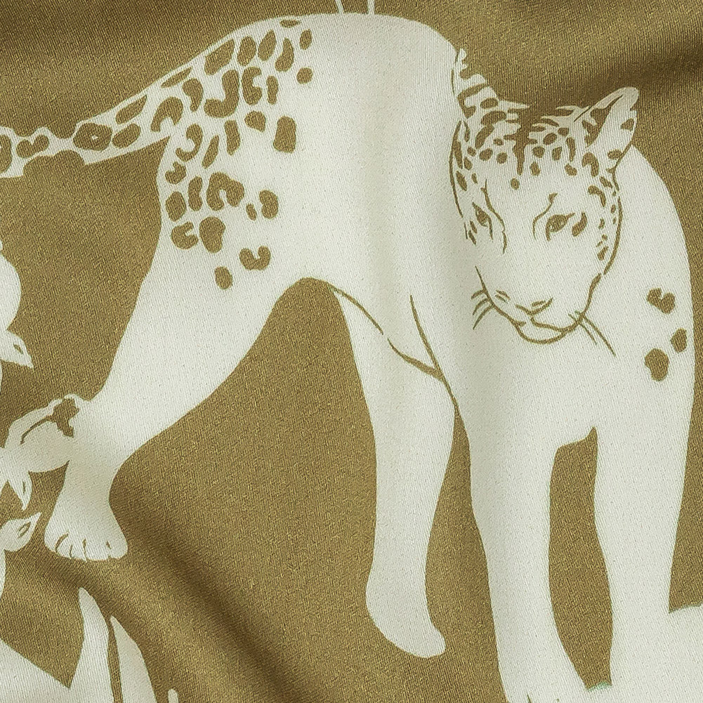 Rayon Challis - Olive Animals and Leaves - Understory Samba Print - Mood Exclusive Rio Collection