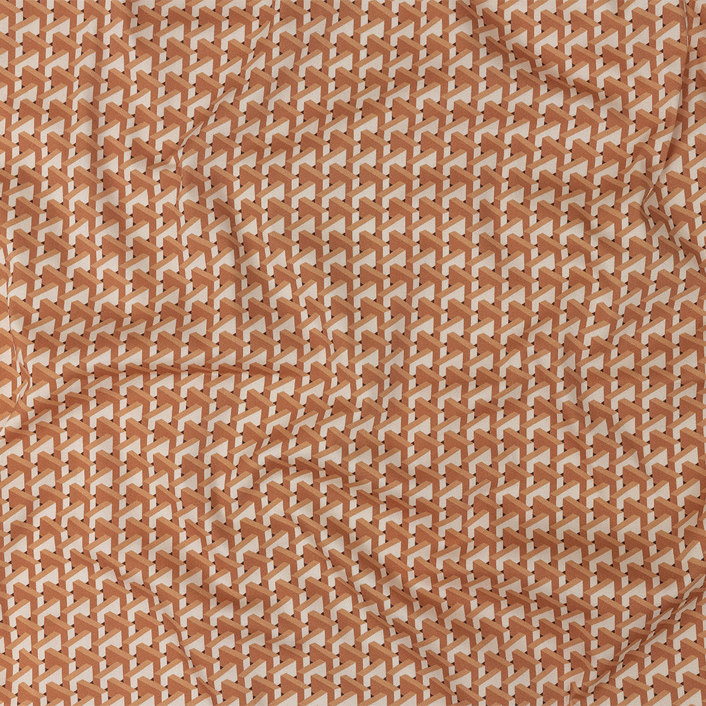 Stretch Cotton Sateen - Melon Geometric - Maloca Print - Mood Exclusive Rio Collection